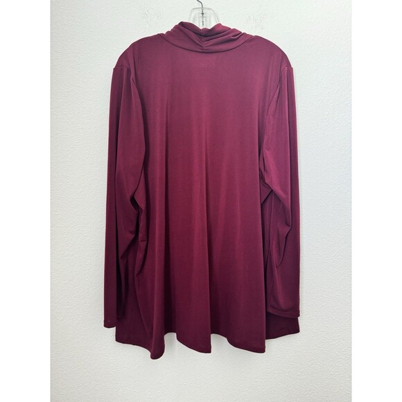 Lane Bryant Women's  Long Sleeve Red Burgundy Draped Wrap Blouse Career 22/24 - Picture 2 of 10